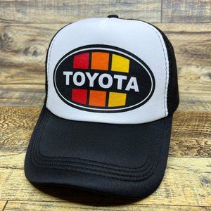 Toyota Mens Trucker Hat Black Snapback Retro 90s Logo Automobile Baseball Cap
